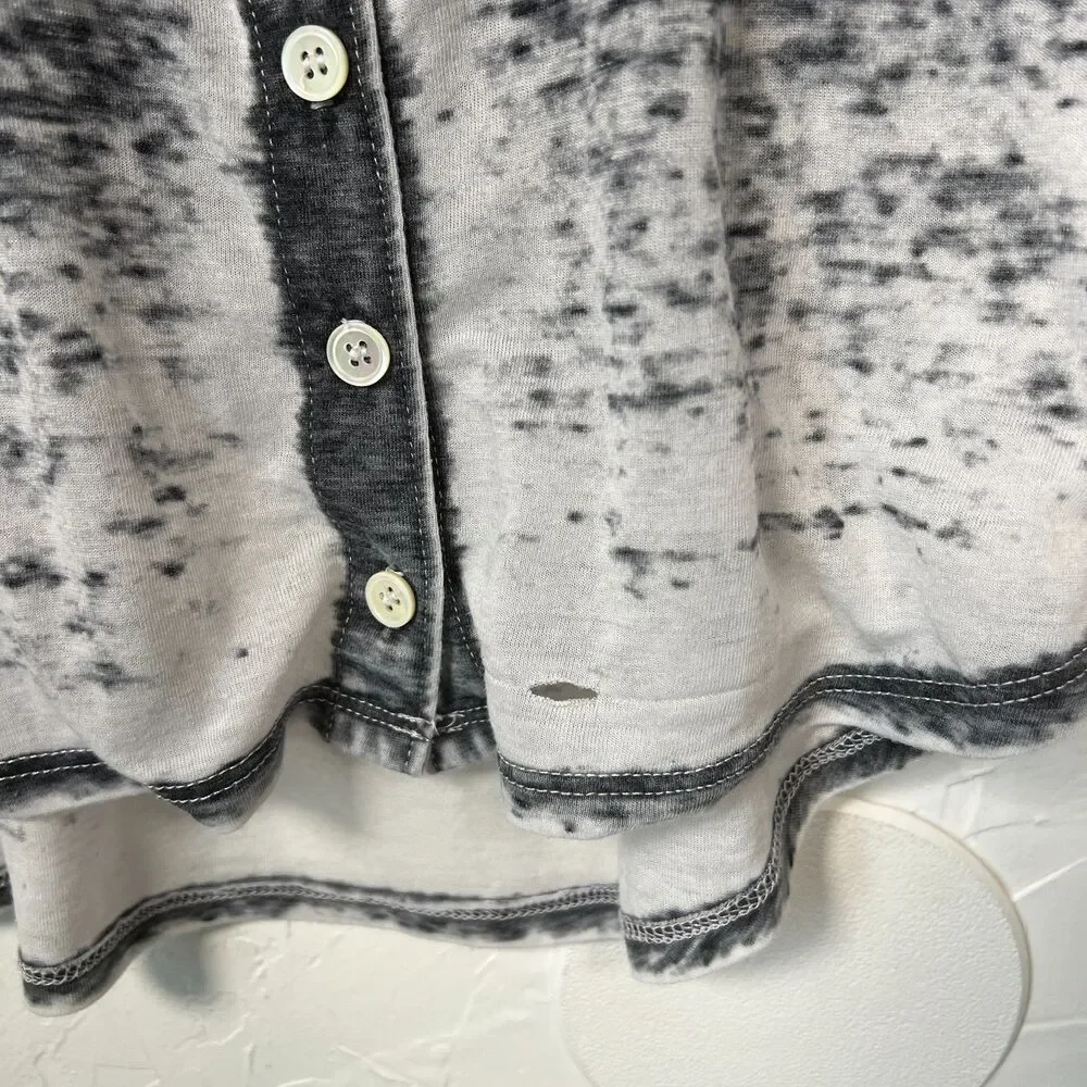 Grunge 90s y2k Allen Allen Gray‎ Acid Wash Distressed Layered Sweatshirt Top S
